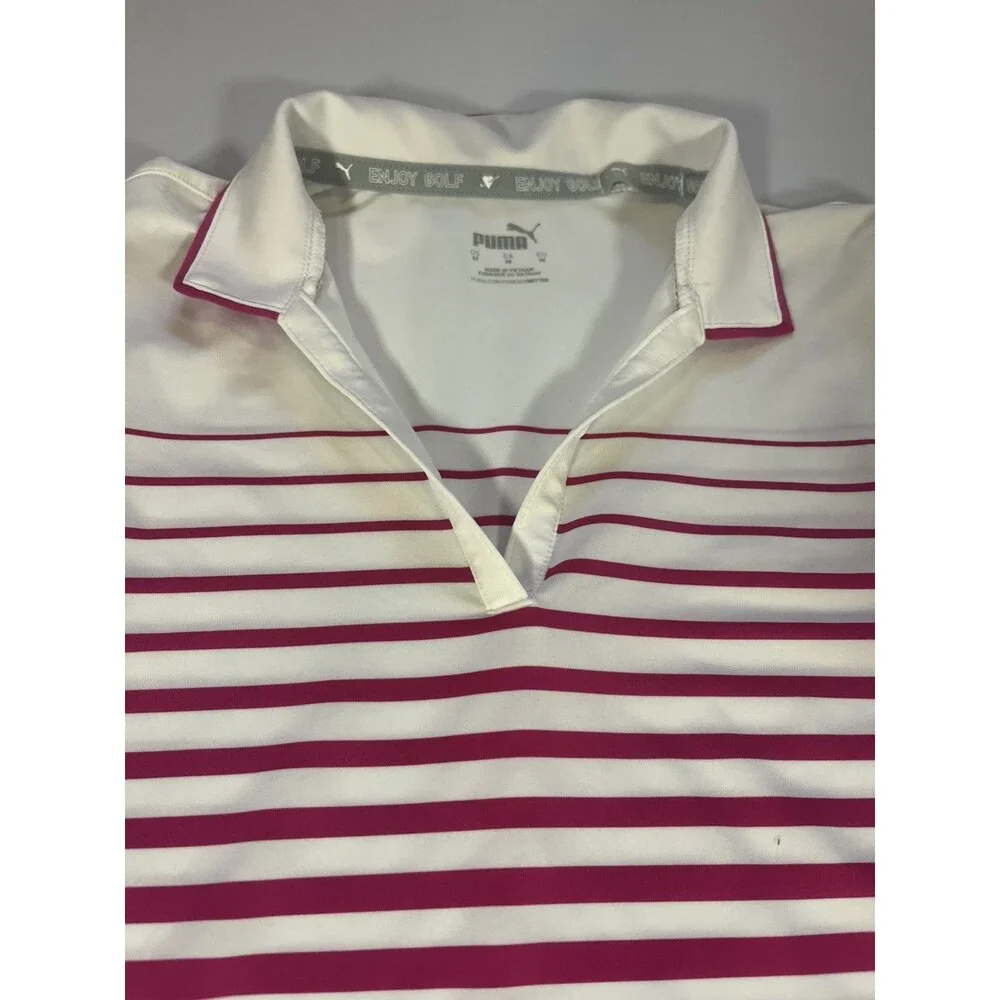 PUMA Women's Golf Shirt Medium Sleeveless Pink Stripe - Picture 8 of 11